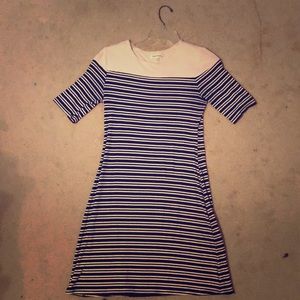 Knee length Black Striped Dress